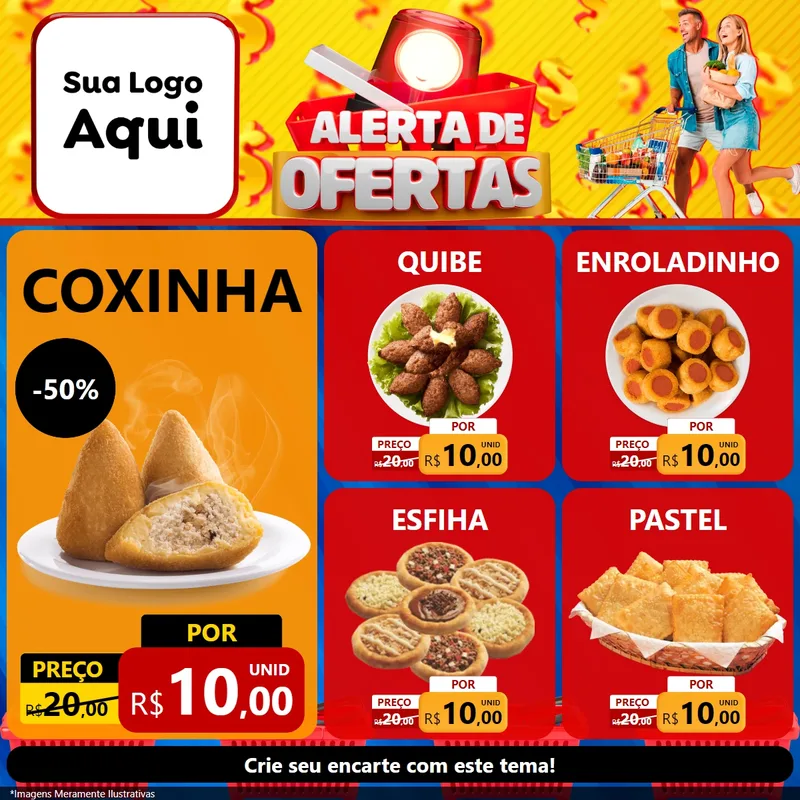 Modelo de Rede Social para Feed Facebook com o tema Alerta de Ofertas para Salgadaria