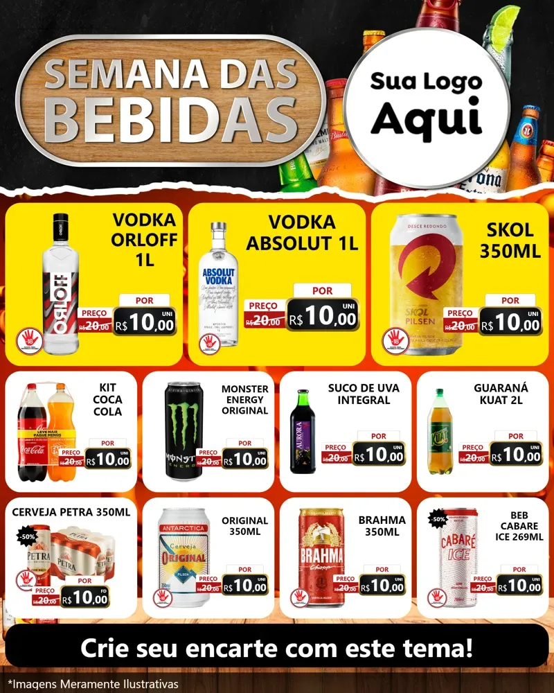 Modelo de Rede Social para Feed Instagram com o tema Semana das Bebidas para Distribuidora de bebidas