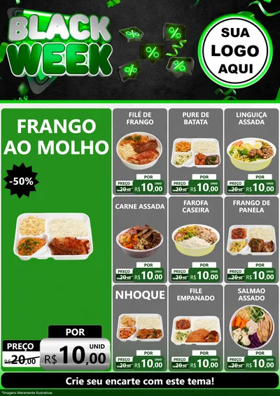 Modelo de Encarte para Encarte A4 Vertical com o tema Black Week para Restaurante