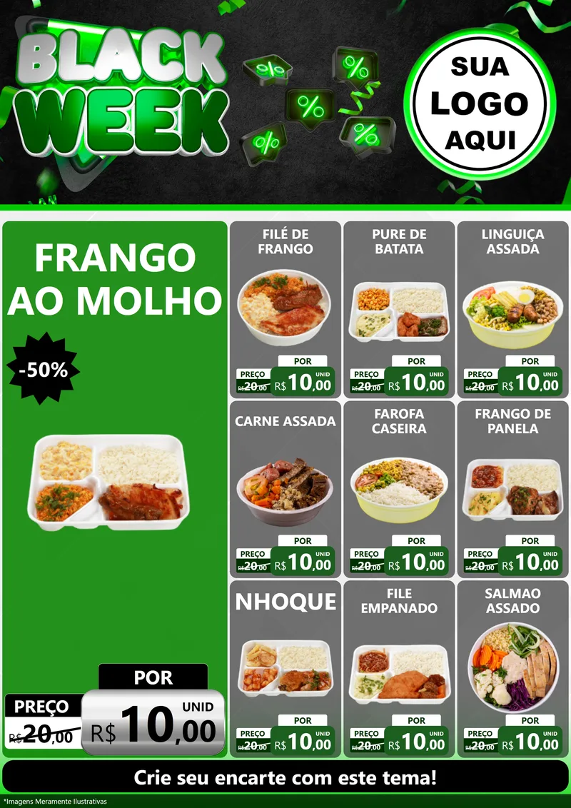 Modelo de Encarte para Encarte A4 Vertical com o tema Black Week para Restaurante