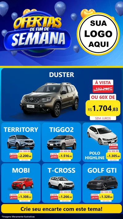 Modelo de Rede Social para Stories com o tema Ofertas de Fim de Semana para Concessionaria de Carros