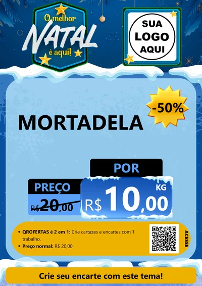 Modelo de Cartaz para Cartaz A4 Vertical com o tema O Melhor Natal É Aqui! para Frios e Laticínios