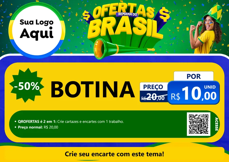 Modelo de Cartaz para Cartaz A4 Horizontal com o tema Ofertas Semana do Brasil para Agropecuária