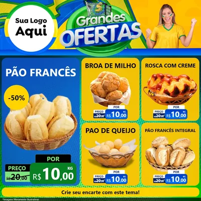 Modelo de Rede Social para Feed Facebook com o tema Grandes Ofertas para Padaria