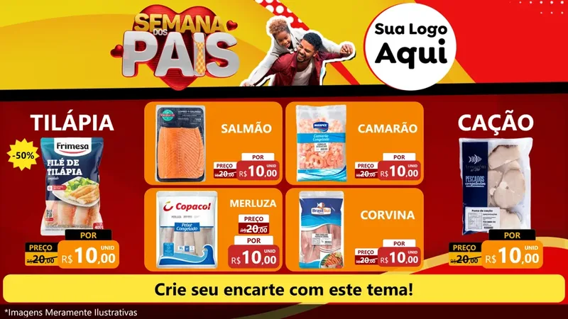 Modelo de TV para TV Horizontal com o tema Semana Dos Pais para Peixaria