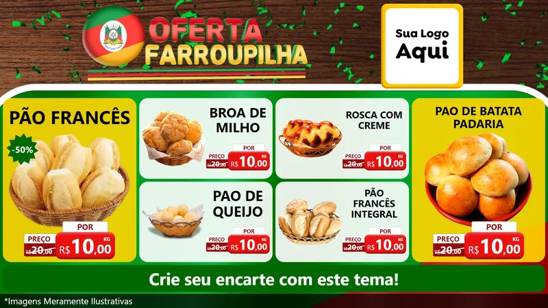 Modelo de TV para TV Horizontal com o tema Oferta Farroupilha para Padaria