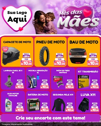 Modelo de Rede Social para Feed Instagram com o tema Mês das Mães para Moto peças