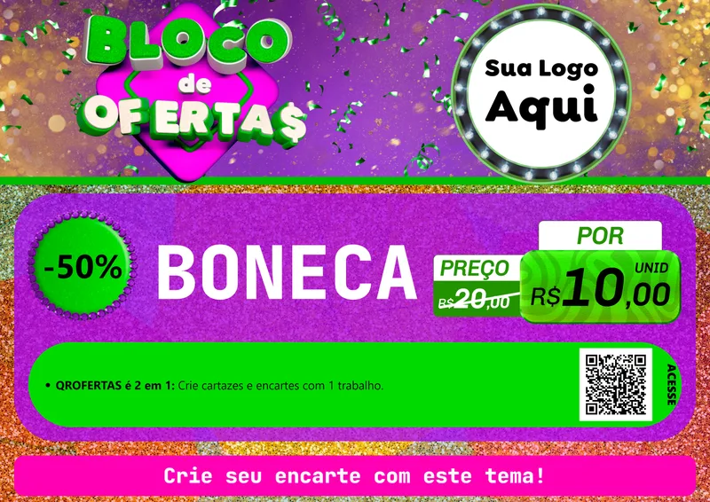 Modelo de Cartaz para Cartaz A4 Horizontal com o tema Bloco de Ofertas para Brinquedos