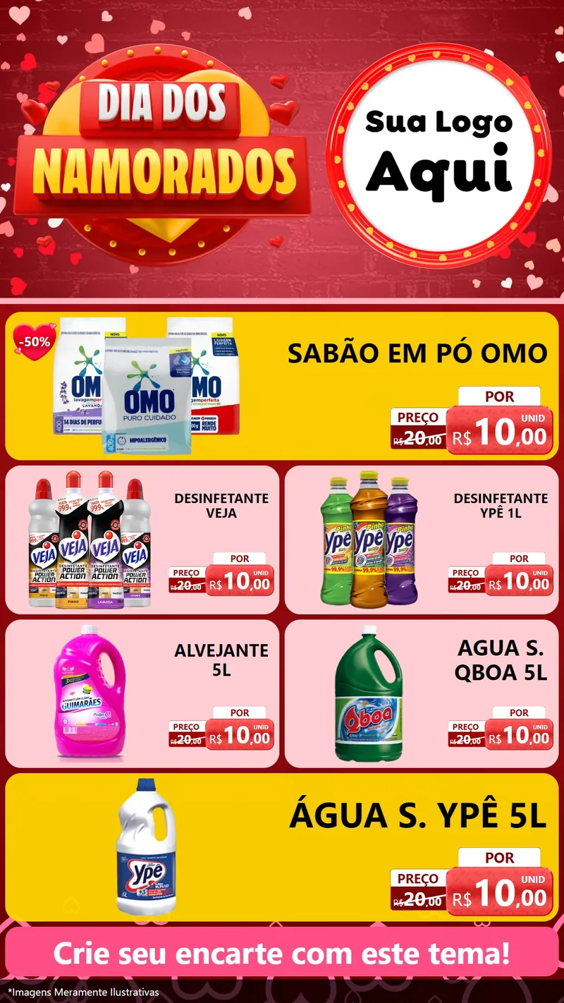 Modelo de TV para TV Vertical com o tema Dia Dos Namorados para Produtos de Limpeza