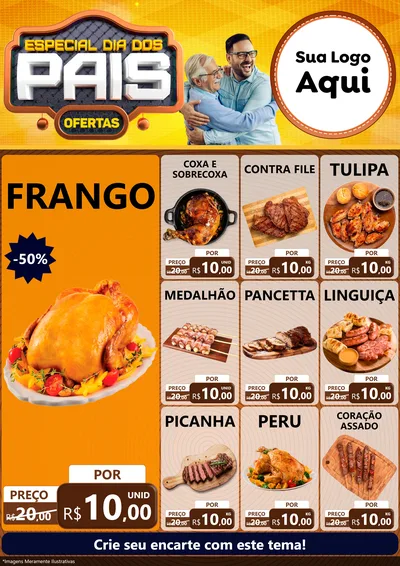 Modelo de Encarte para Encarte A4 Vertical com o tema Especial Dia dos Pais para Assados