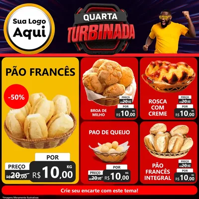 Modelo de Rede Social para Feed Facebook com o tema Quarta Turbinada para Padaria