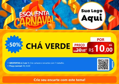 Modelo de Cartaz para Cartaz A4 Horizontal com o tema Esquenta de Carnaval para Produtos Naturais