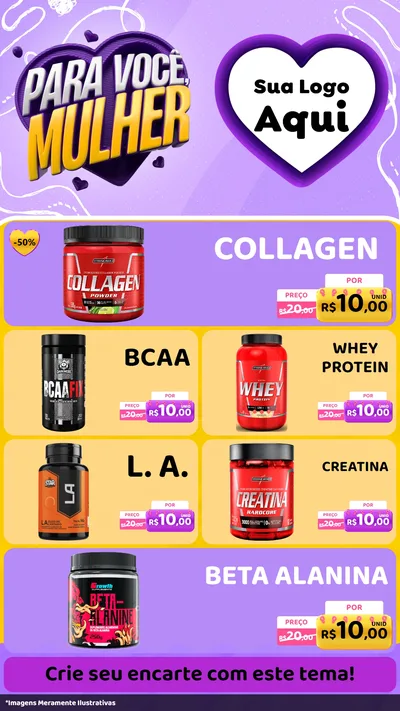 Modelo de TV para TV Vertical com o tema Para Você, Mulher para Suplementos alimentares