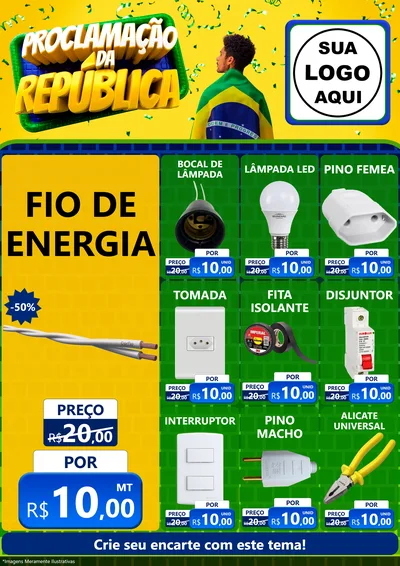 Modelo de Encarte para Encarte A4 Vertical com o tema Proclamação da República para Materiais Elétricos