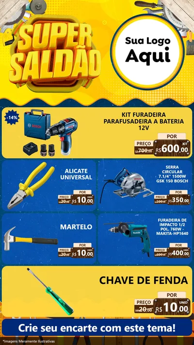 Modelo de TV para TV Vertical com o tema Super Saldão para Maquinas e Ferramentas