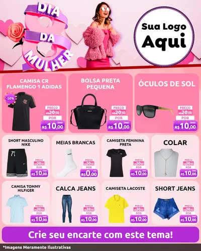 Modelo de Rede Social para Feed Instagram com o tema Dia da Mulher para Roupas e acessórios