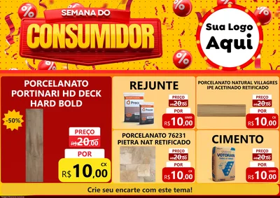 Modelo de Encarte para Encarte A4 Horizontal com o tema Semana do Consumidor para Pisos e revestimentos