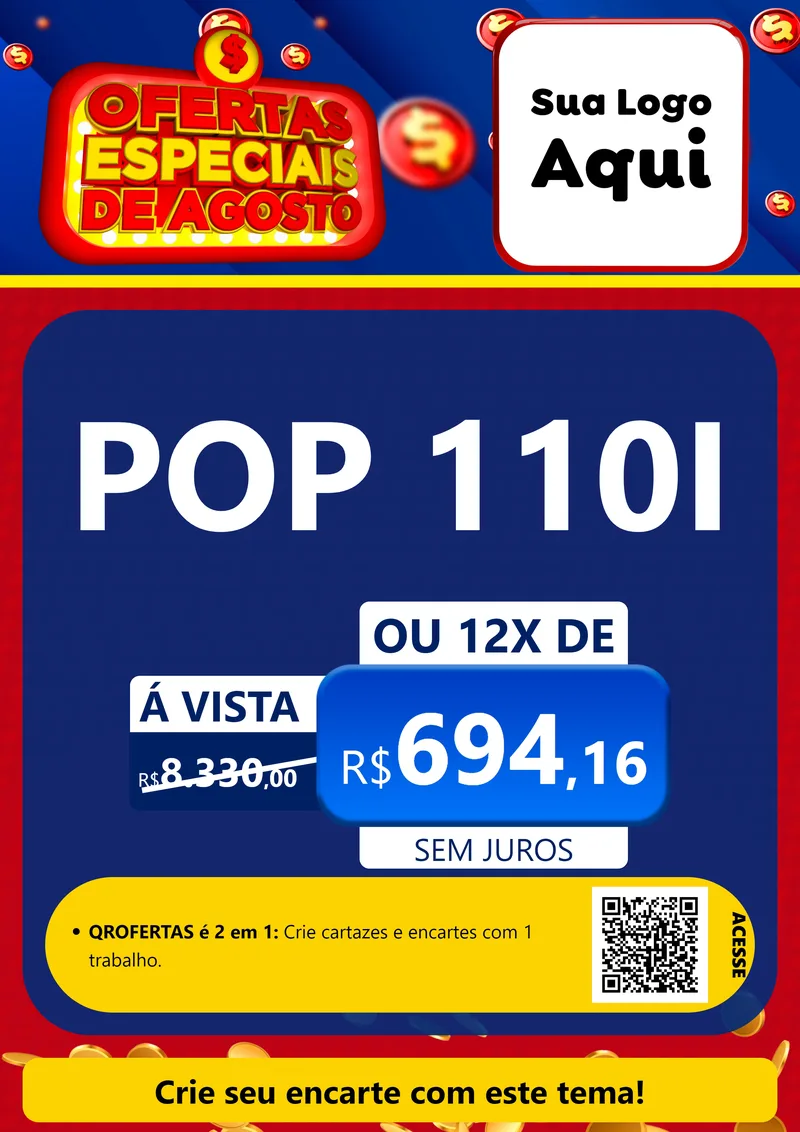 Modelo de Cartaz para Cartaz A4 Vertical com o tema Ofertas Especiais de Agosto para Concessionaria de Motos
