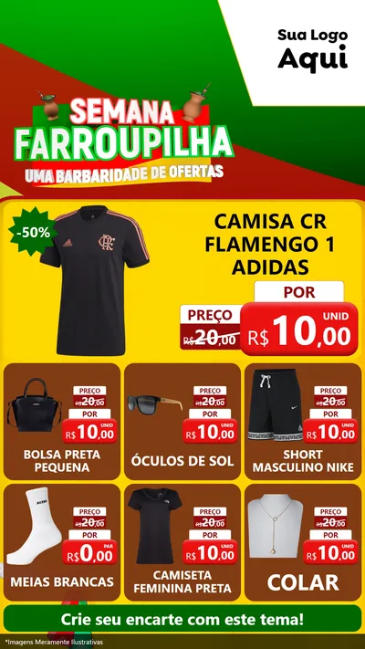 Modelo de Rede Social para Stories com o tema Semana Farroupilha - Uma Barbaridade de Ofertas para Roupas e acessórios