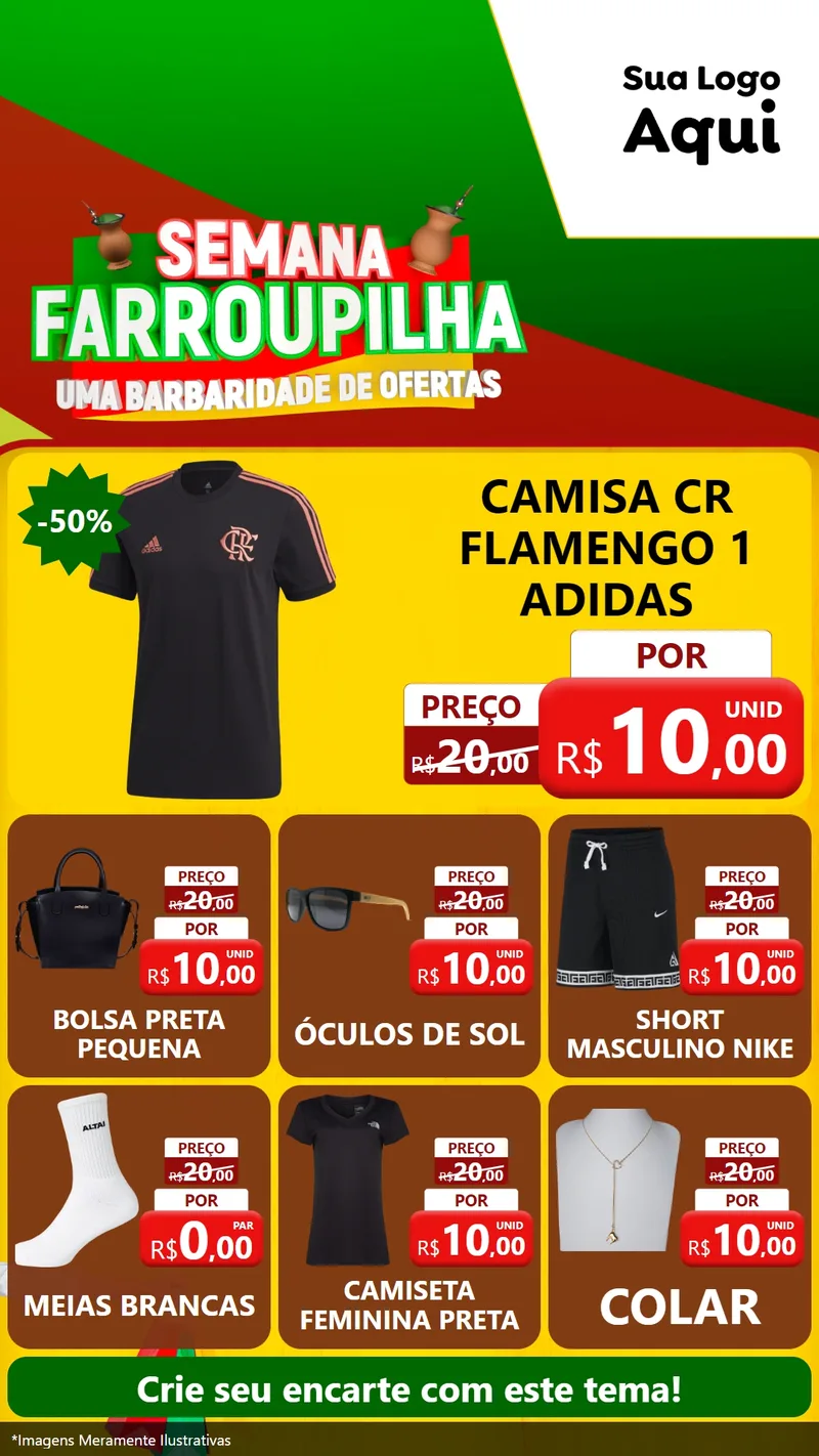 Modelo de Rede Social para Stories com o tema Semana Farroupilha - Uma Barbaridade de Ofertas para Roupas e acessórios