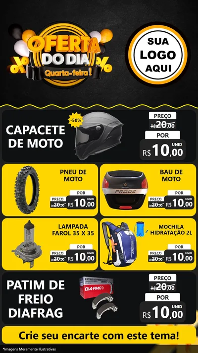 Modelo de TV para TV Vertical com o tema Oferta do Dia - Quarta Feira! para Moto peças