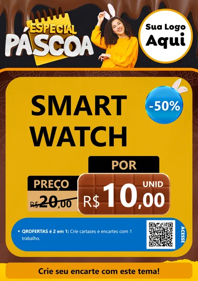 Modelo de Cartaz para Cartaz A4 Vertical com o tema Especial Páscoa para Informática