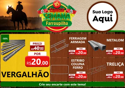 Modelo de Encarte para Encarte A4 Horizontal com o tema Especial Semana Farroupilha para Ferragens