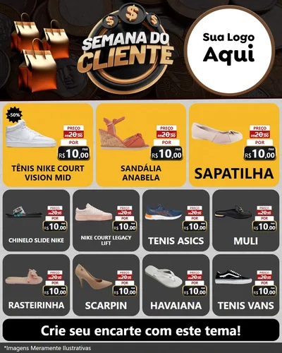 Modelo de Rede Social para Feed Instagram com o tema Semana do Cliente para Calçados