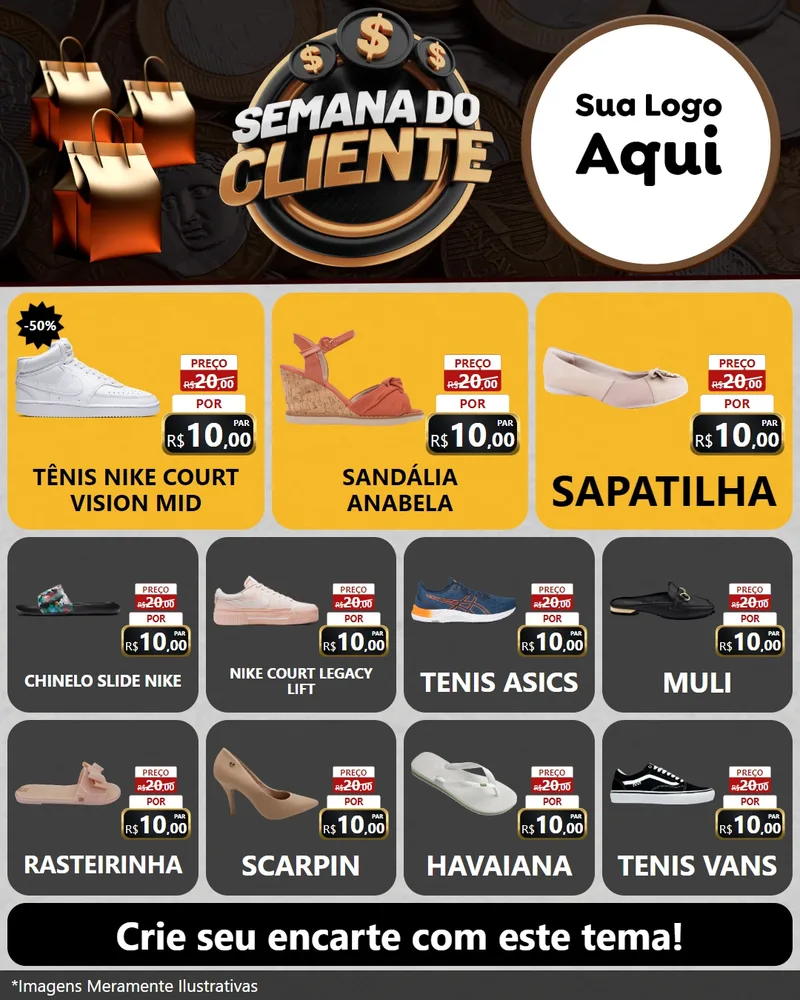 Modelo de Rede Social para Feed Instagram com o tema Semana do Cliente para Calçados