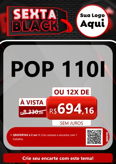 Modelo de Cartaz para Cartaz A4 Vertical com o tema Sexta Black para Concessionaria de Motos