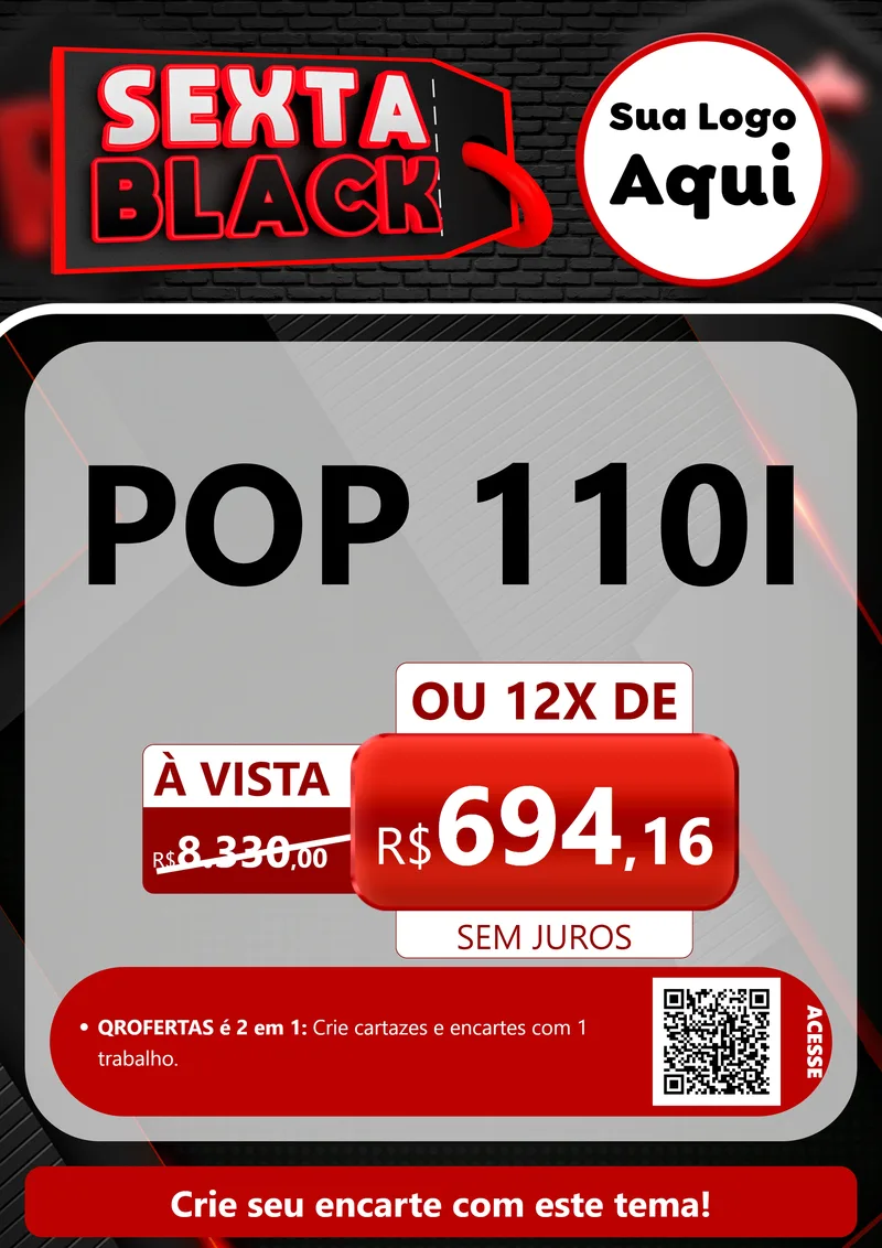 Modelo de Cartaz para Cartaz A4 Vertical com o tema Sexta Black para Concessionaria de Motos