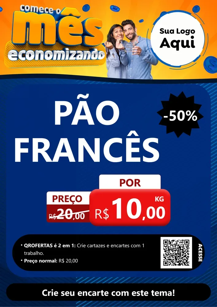 Modelo de Cartaz para Cartaz A4 Vertical com o tema Comece O Mês Economizando para Padaria