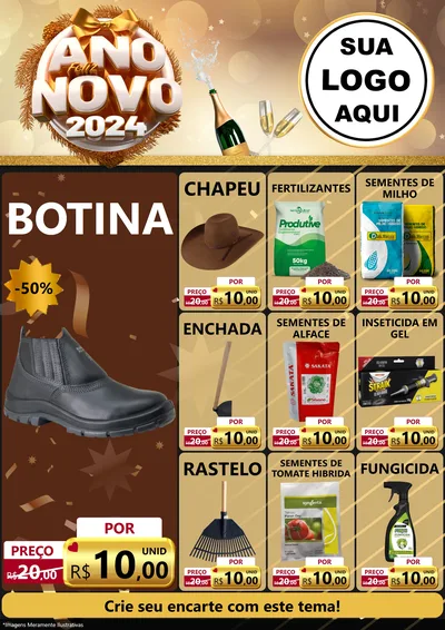 Modelo de Encarte para Encarte A4 Vertical com o tema Feliz Ano Novo 2027 para Agropecuária