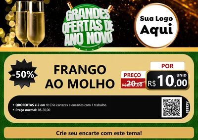 Modelo de Cartaz para Cartaz A4 Horizontal com o tema Grandes Ofertas de Ano Novo para Restaurante