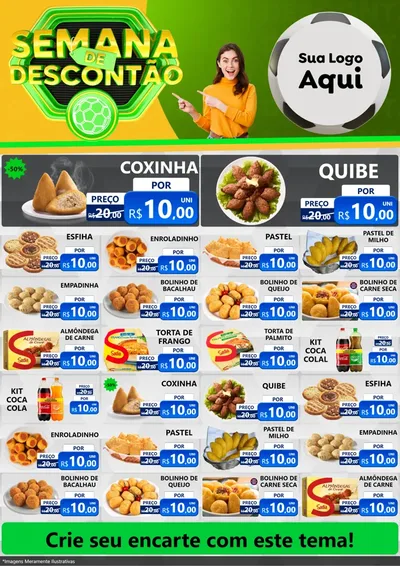 Modelo de Encarte para Encarte A4 Vertical com o tema Semana de Descontão - Copa para Salgadaria