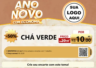 Modelo de Cartaz para Cartaz A4 Horizontal com o tema Ano Novo Com Economia para Produtos Naturais