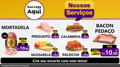 Modelo de TV para TV Horizontal com o tema Nossos Serviços para Frios e Laticínios