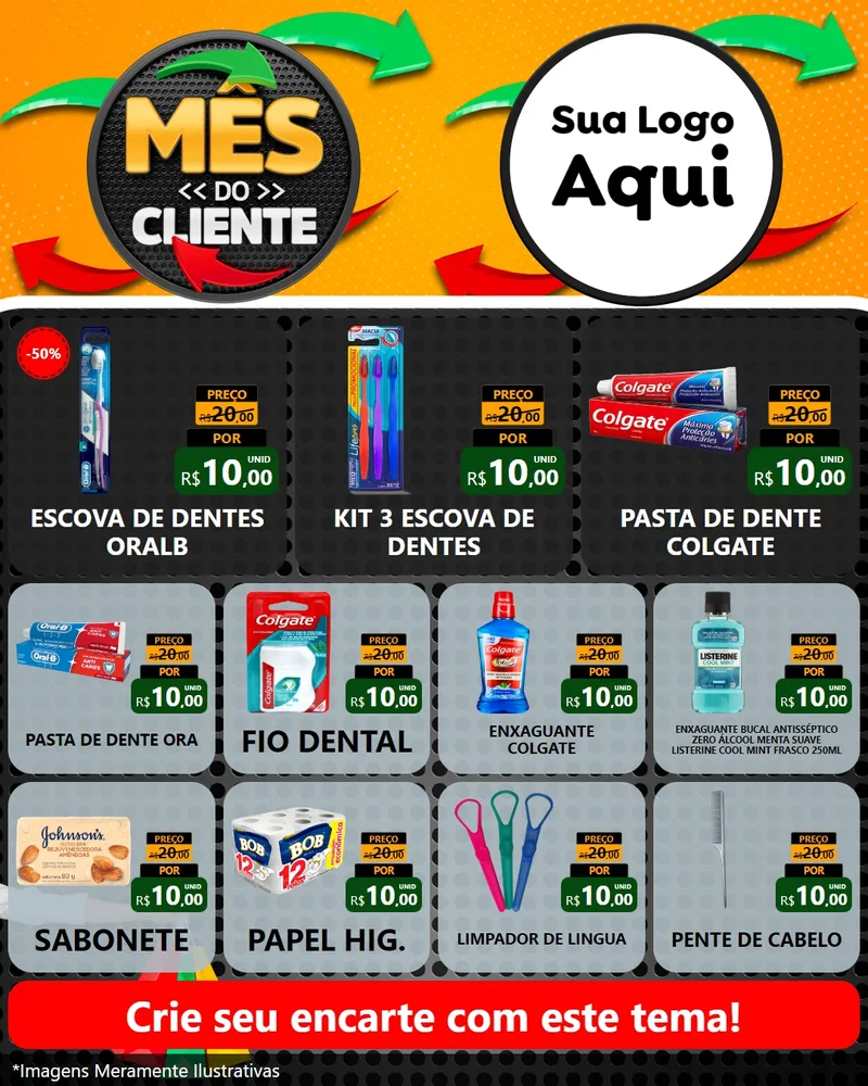 Modelo de Rede Social para Feed Instagram com o tema Mês do Cliente para Higiene Pessoal