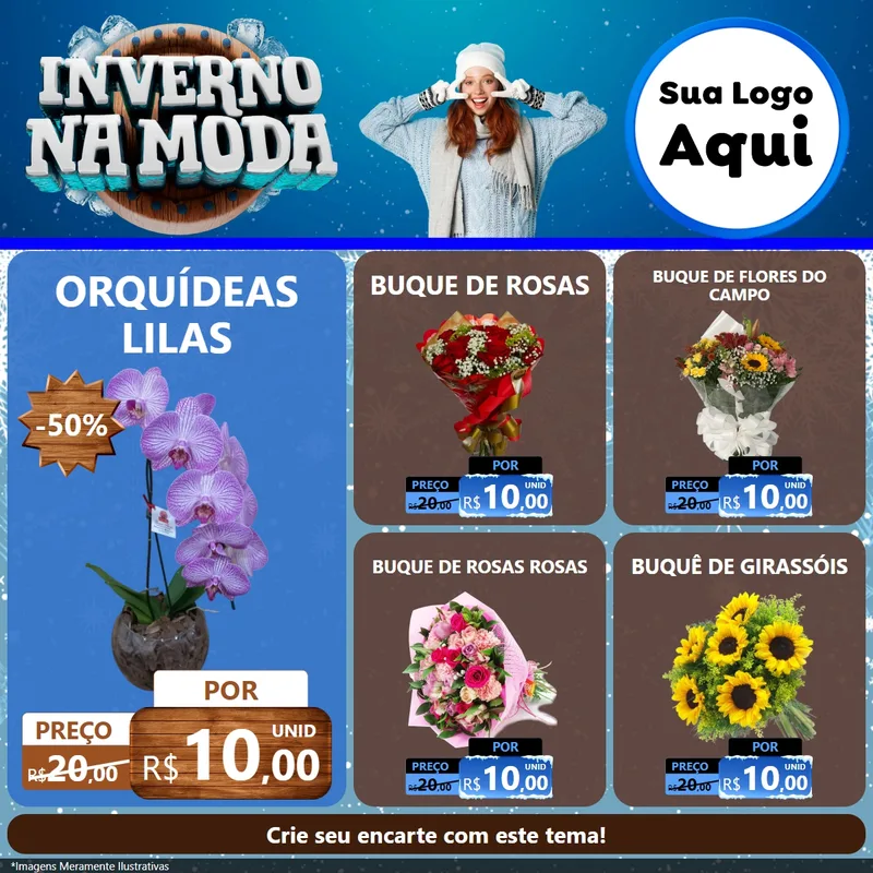 Modelo de Rede Social para Feed Facebook com o tema Inverno na Moda para Floricultura e jardim