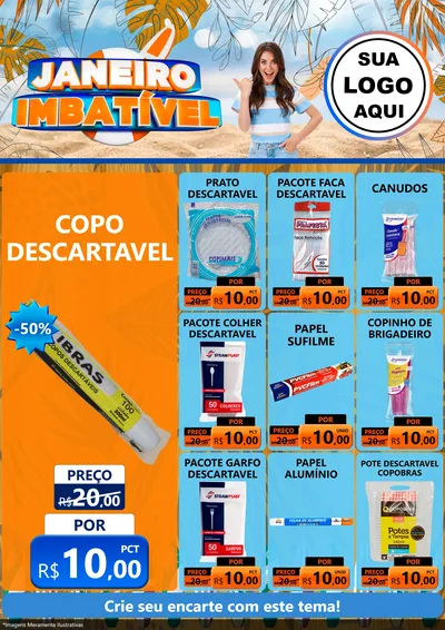 Modelo de Encarte para Encarte A4 Vertical com o tema Janeiro Imbatível para Embalagens