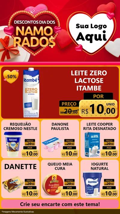 Modelo de Rede Social para Stories com o tema Descontos Dia dos Namorados para Frios e Laticínios
