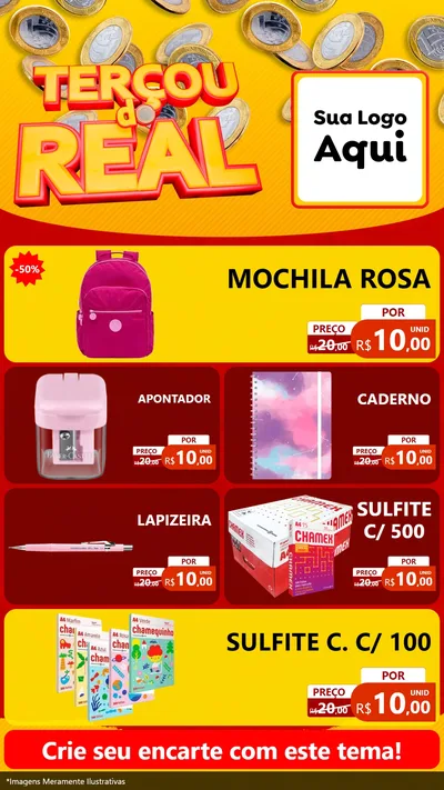 Modelo de TV para TV Vertical com o tema Terçou do Real para Papelaria