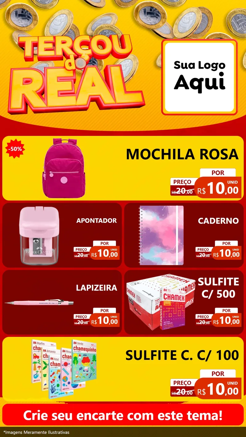 Modelo de TV para TV Vertical com o tema Terçou do Real para Papelaria