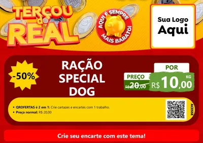Modelo de Cartaz para Cartaz A4 Horizontal com o tema Terçou do Real para Pet Shop