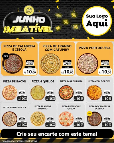 Modelo de Rede Social para Feed Instagram com o tema Junho Imbatível para Pizzaria