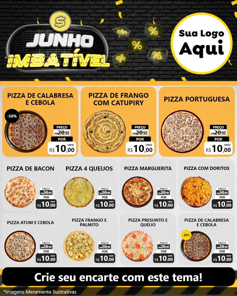 Modelo de Rede Social para Feed Instagram com o tema Junho Imbatível para Pizzaria