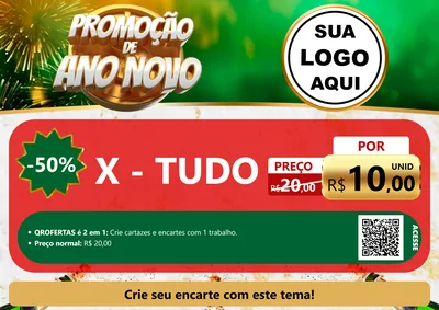Modelo de Cartaz para Cartaz A4 Horizontal com o tema Promoção de Ano Novo para Hamburgueria