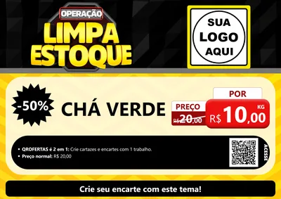 Modelo de Cartaz para Cartaz A4 Horizontal com o tema Operação Limpa Estoque para Produtos Naturais