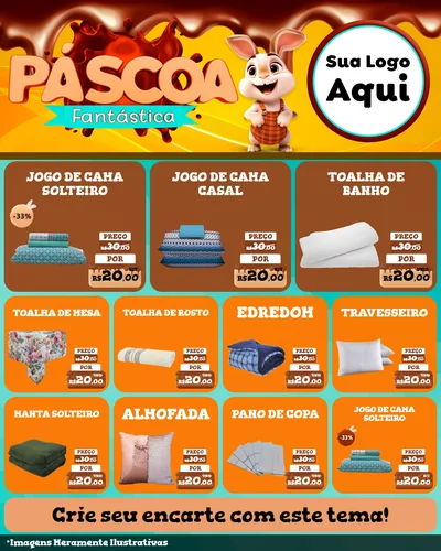 Modelo de Rede Social para Feed Instagram com o tema Páscoa Fantástica para Cama, Mesa e Banho