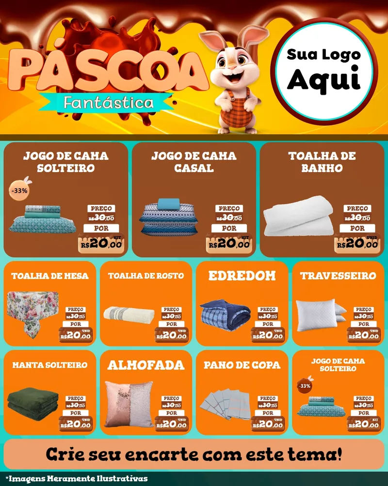Modelo de Rede Social para Feed Instagram com o tema Páscoa Fantástica para Cama, Mesa e Banho